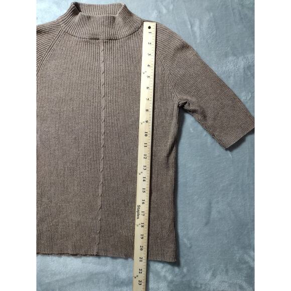 Brown Turtle Neck Sweater Tussah Silk Cotton Women's Small By Norton McNaughton - Picture 3 of 8